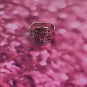 Silver 'Stay Wild Moon Child' Ring